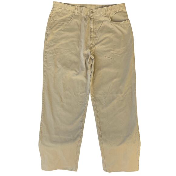 DKNY Men Flat Front Khaki Pants size 38x32, Natural Tan - Picture 1 of 10